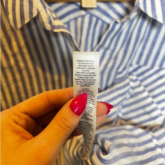 Chicos No Iron Linen Striped Shirt 1 - Picture 7 of 7